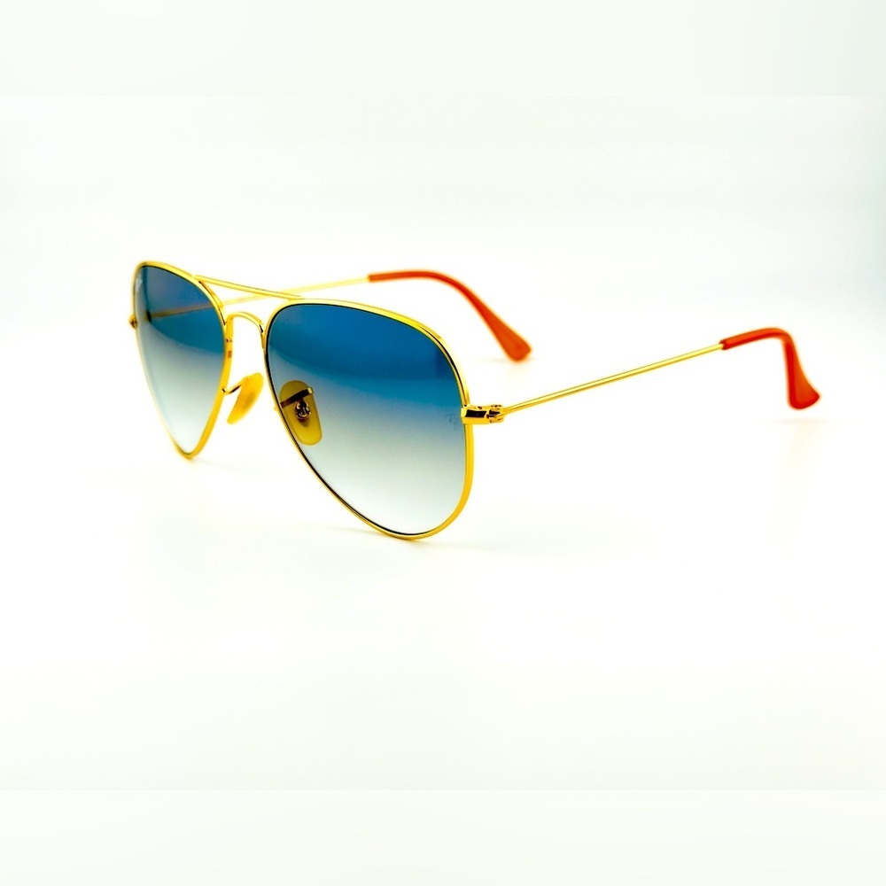 Ray-Ban Aviator Sunglasses RB3025 Blue Gradient Crystal Lens Gold Frame UNISEX! - Picture 10 of 15